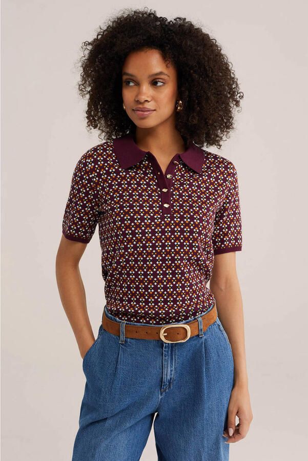 WE Fashion polo met print donkerrood