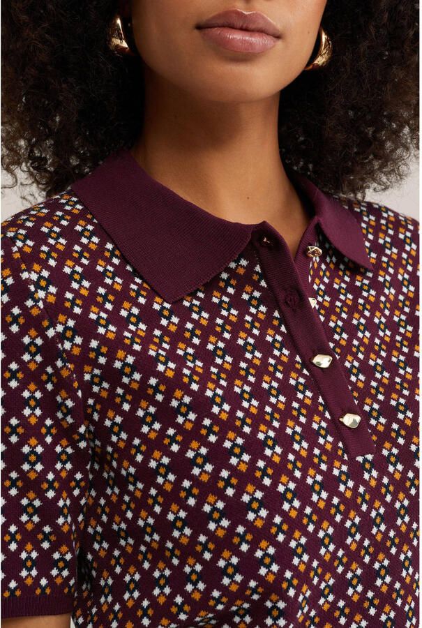 WE Fashion polo met print donkerrood - Foto 2