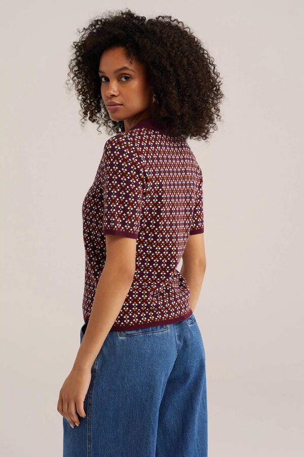 WE Fashion polo met print donkerrood - Foto 3