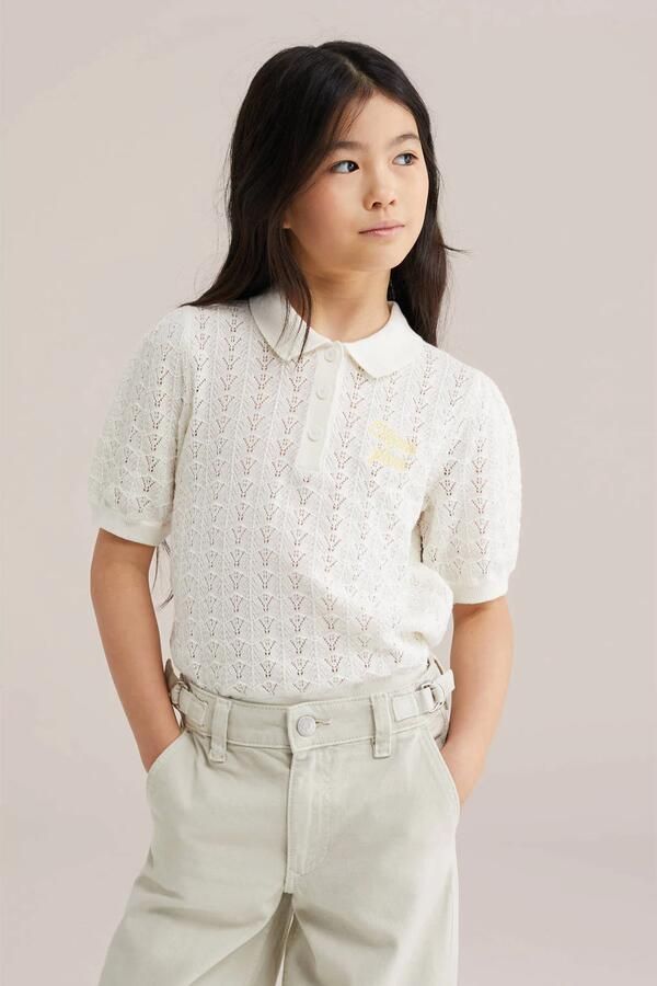 WE Fashion polo wit gebreid