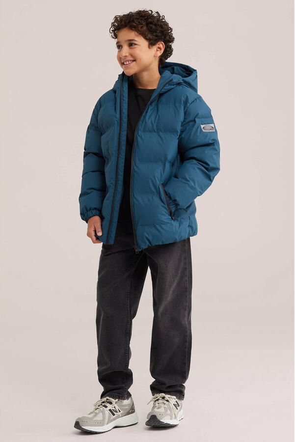 WE Fashion pufferjas blauw Jongens Polyester Capuchon Effen - Foto 2