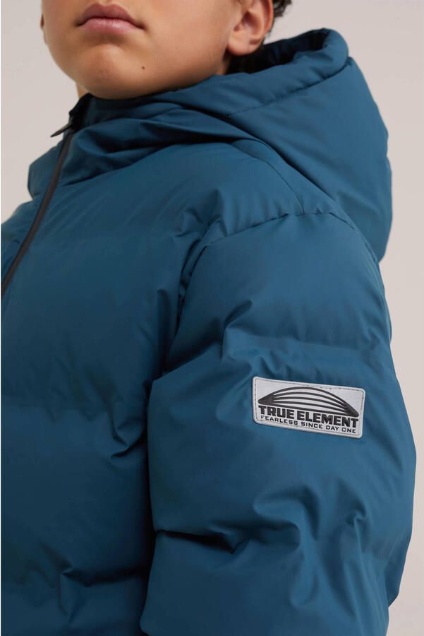 WE Fashion pufferjas blauw Jongens Polyester Capuchon Effen - Foto 3