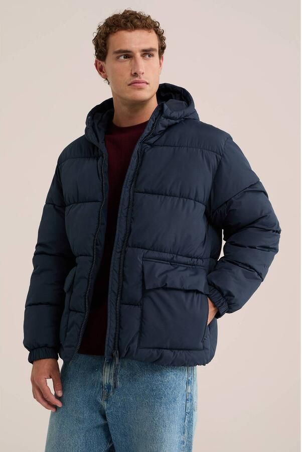 WE Fashion pufferjas donkerblauw