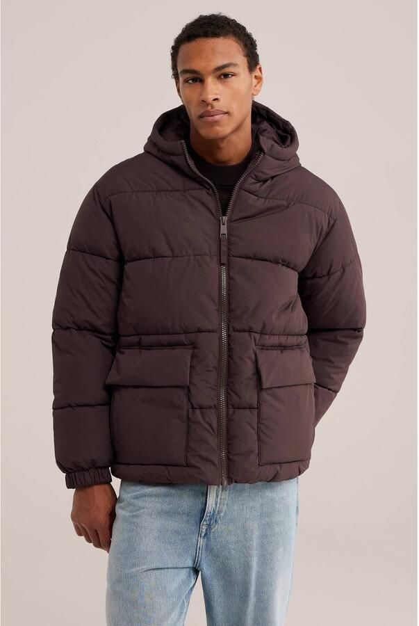 WE Fashion pufferjas donkerbruin
