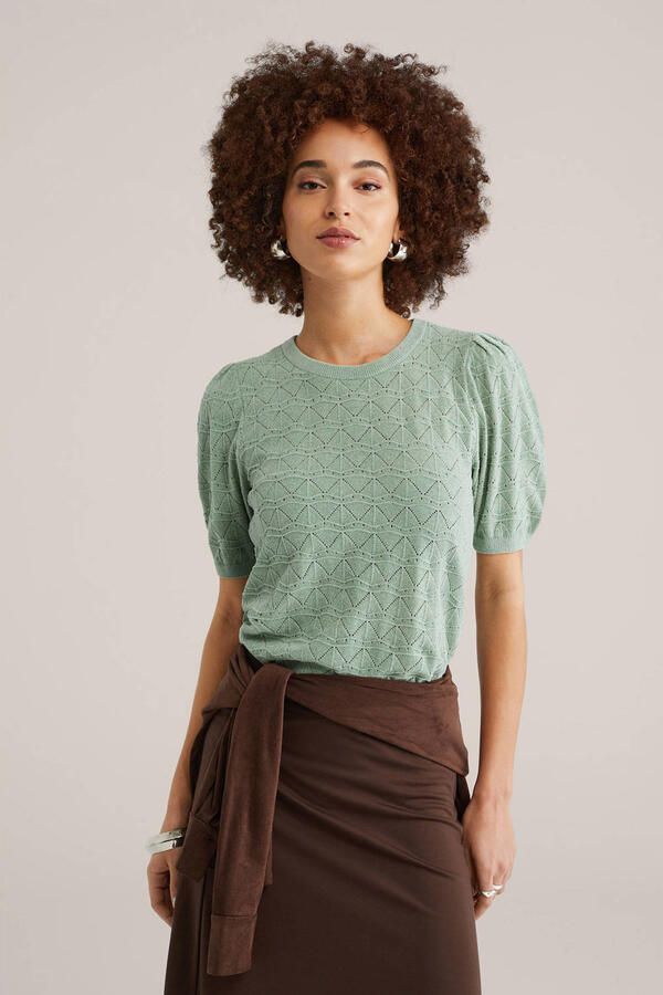 WE Fashion pullover lichtgroen ajour