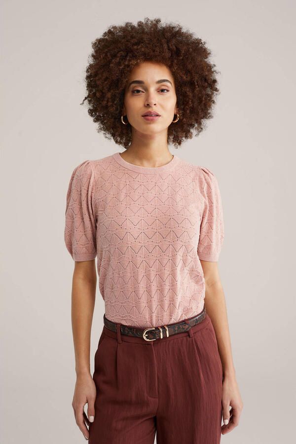 WE Fashion pullover lichtroze ajour