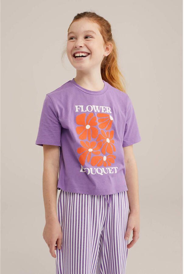 WE Fashion pyjama lila wit oranje - Foto 2