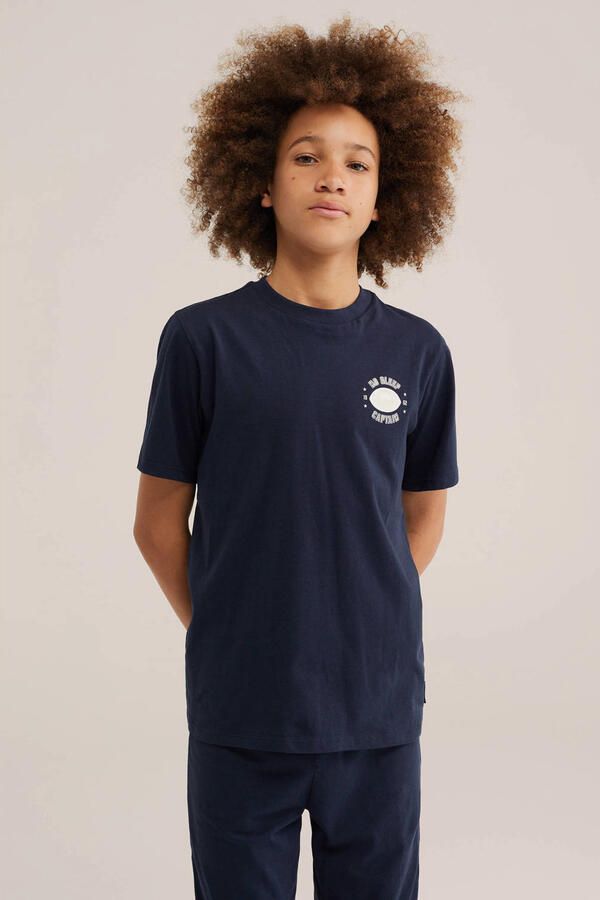 WE Fashion pyjama met backprint marineblauw