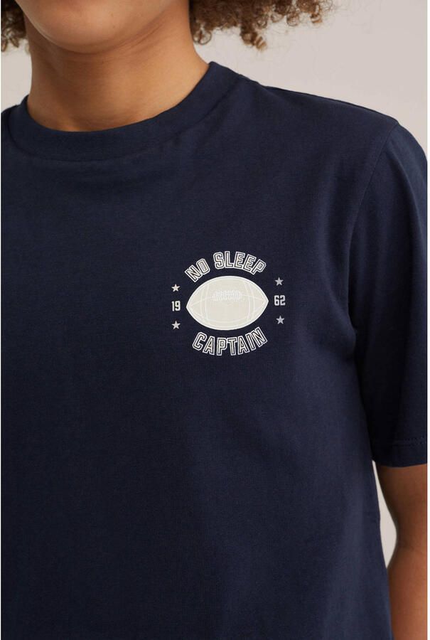 WE Fashion pyjama met backprint marineblauw - Foto 2