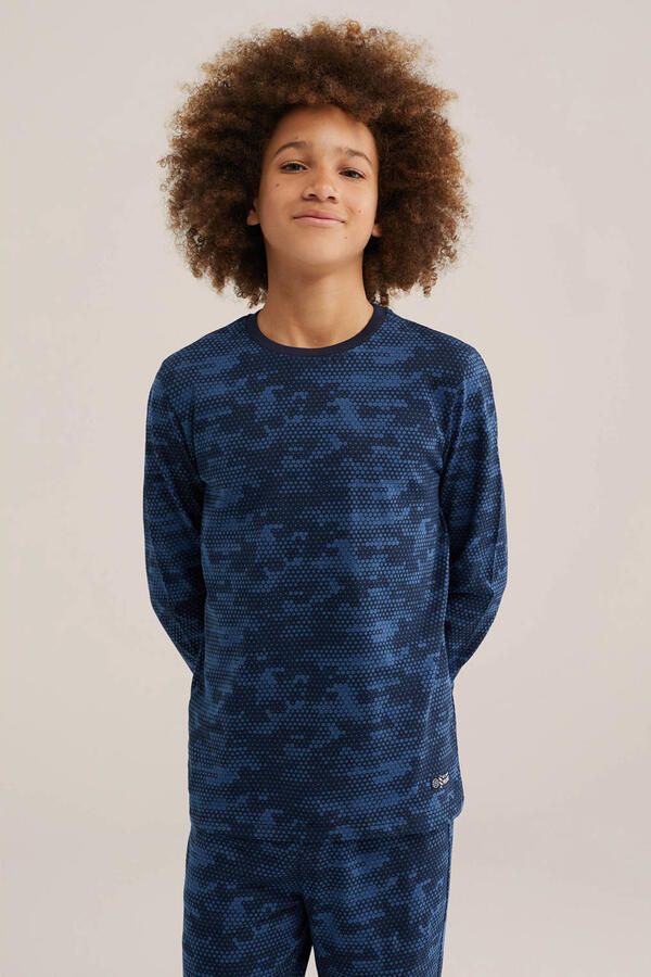 WE Fashion pyjama met print donkerblauw