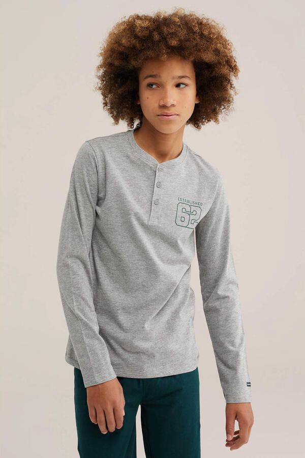 WE Fashion pyjama met print grijs donkergroen