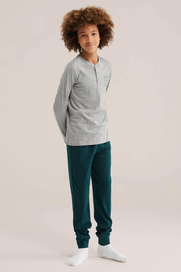 WE Fashion pyjama met print grijs donkergroen - Foto 2