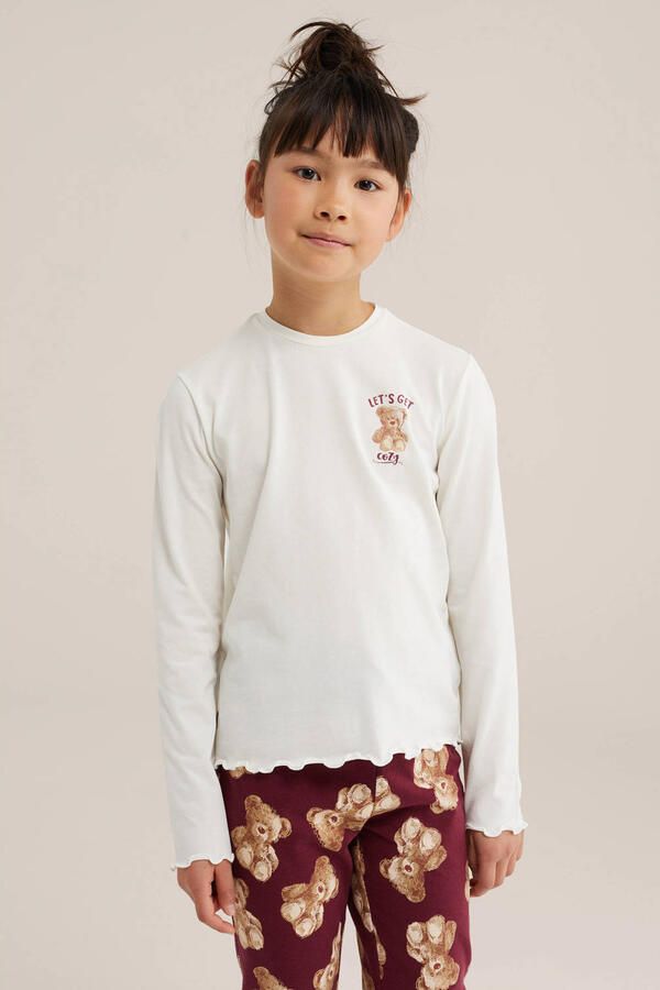 WE Fashion pyjama met print wit rood