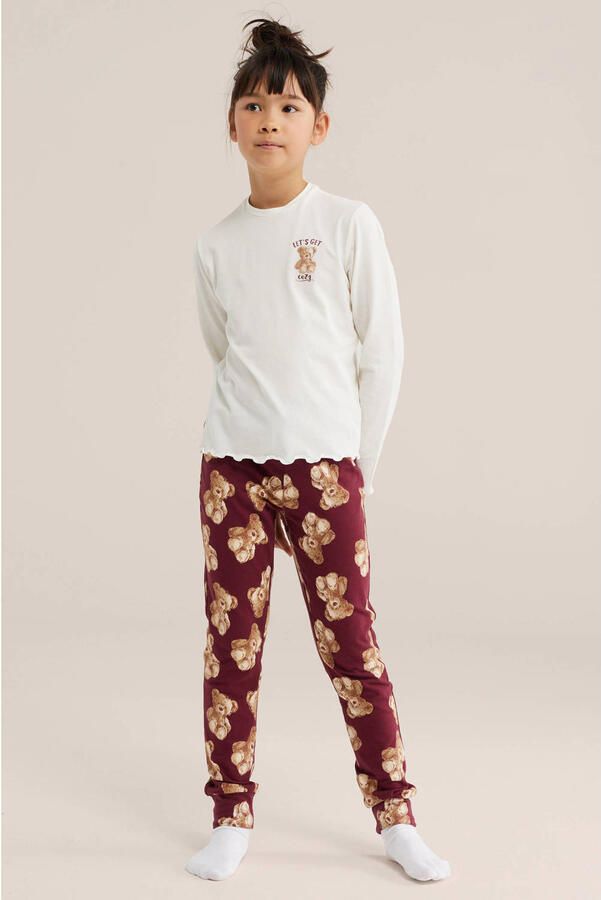 WE Fashion pyjama met print wit rood - Foto 2