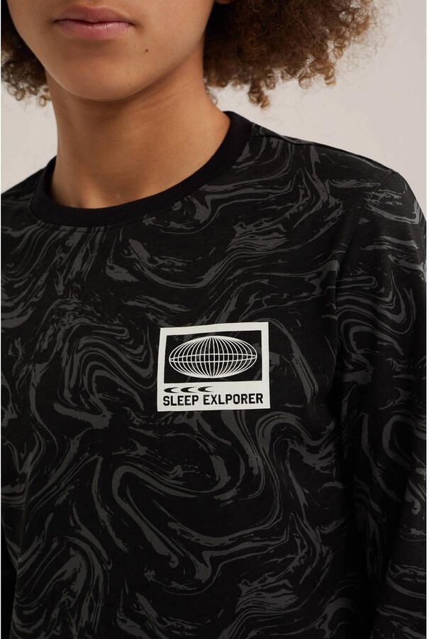 WE Fashion pyjama met print zwart grijs - Foto 2