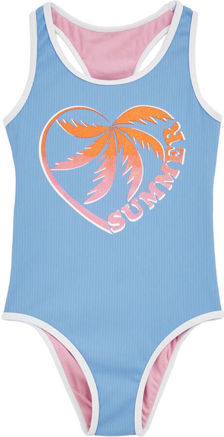 WE Fashion Racerback badpak lichtblauw roze oranje