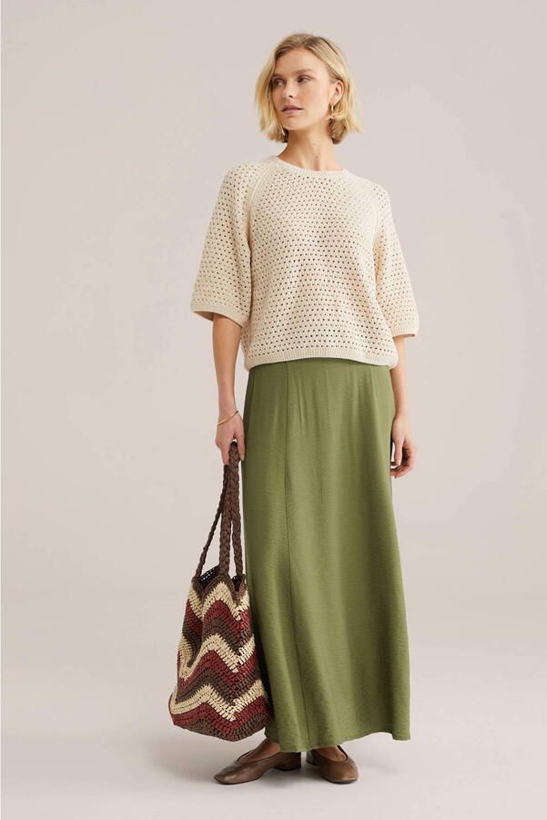 WE Fashion raffia shopper bruin