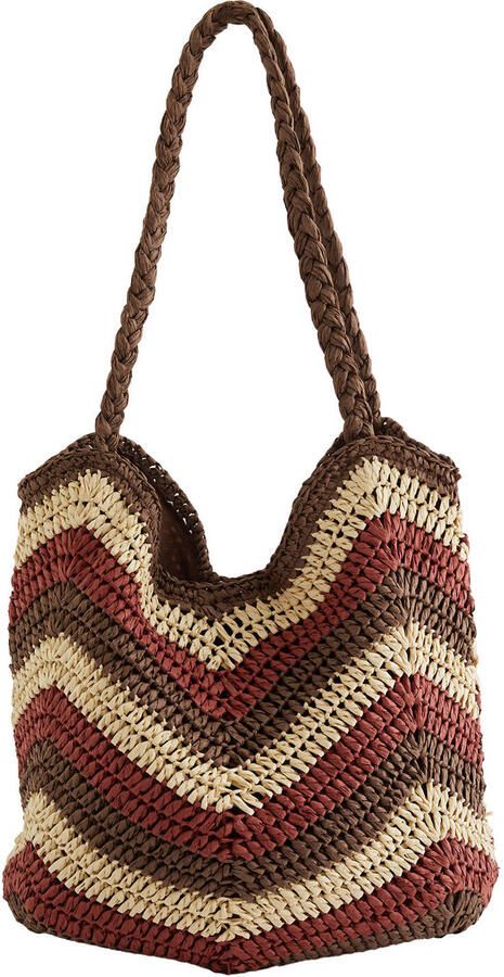 WE Fashion raffia shopper bruin - Foto 3