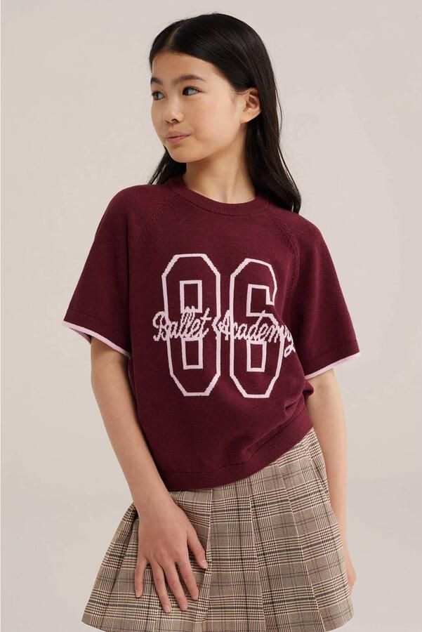 WE Fashion rechtvallend T-shirt donkerrood