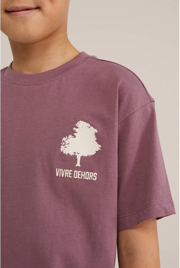 WE Fashion rechtvallend T-shirt met backprint donkerpaars - Foto 2