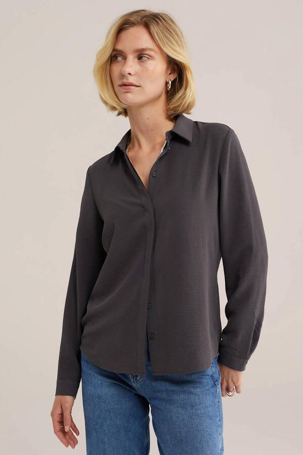 WE Fashion rechtvallende blouse antraciet