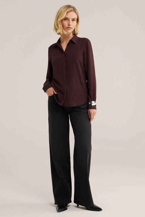 WE Fashion rechtvallende blouse donkerrood - Foto 3
