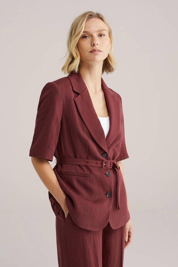WE Fashion regular blazer donkerrood