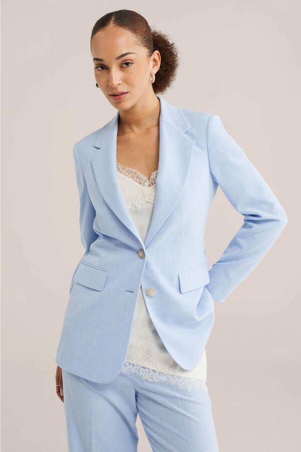 WE Fashion regular blazer lichtblauw