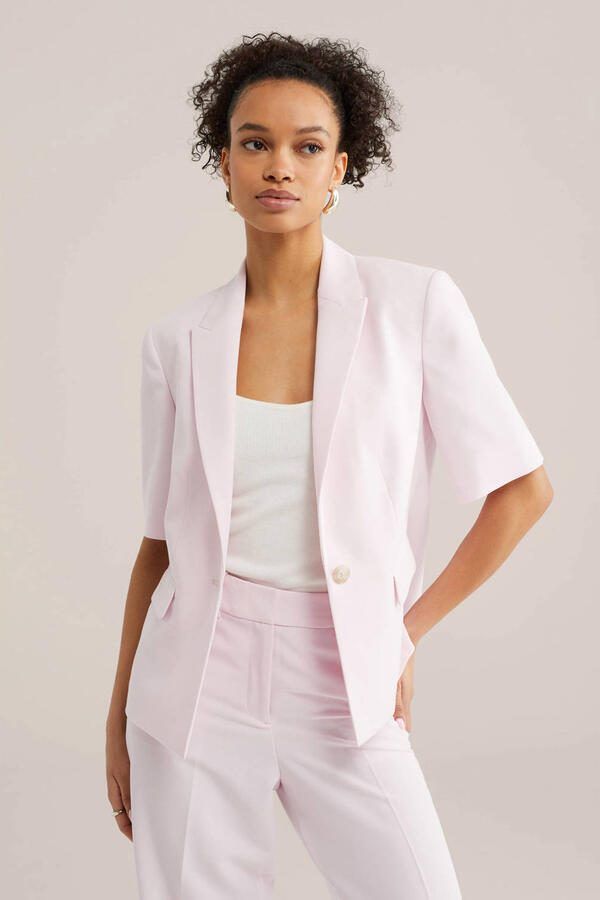 WE Fashion regular blazer lichtroze