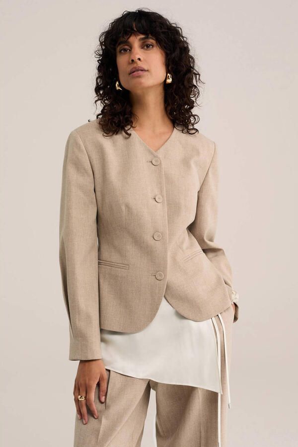 WE Fashion WE STUDIO regular blazer met wol beige
