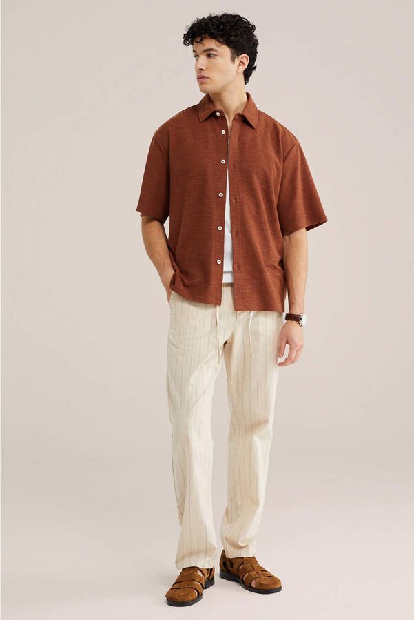 WE Fashion regular casual broek met linnen beige - Foto 3