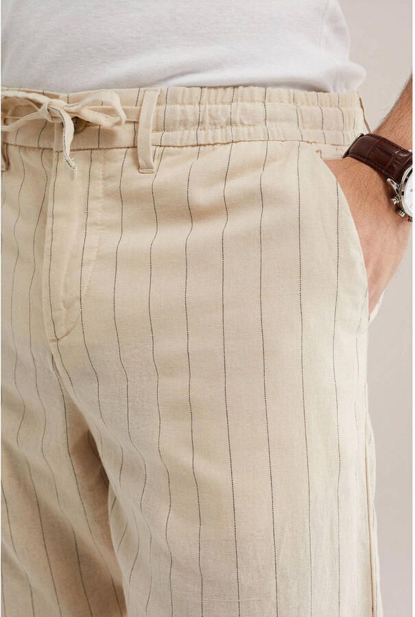WE Fashion regular casual broek met linnen beige - Foto 2