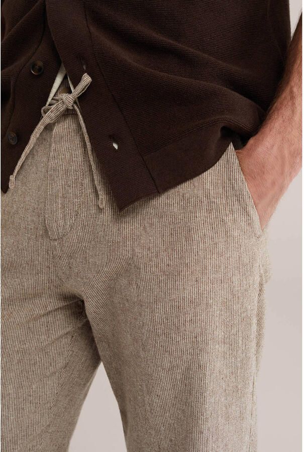 WE Fashion regular casual broek met linnen beige - Foto 2