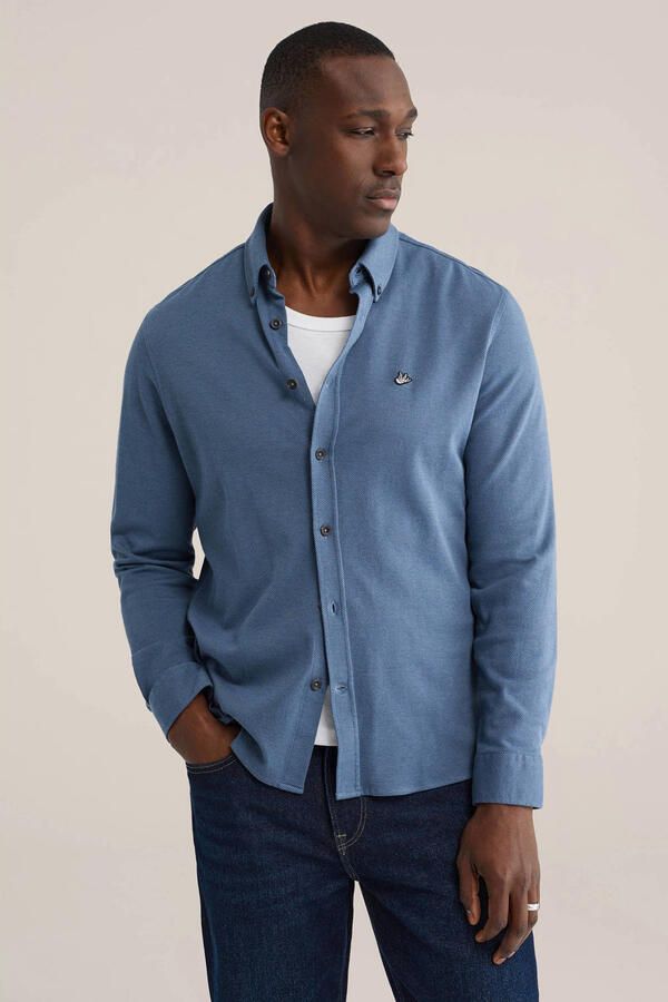 WE Fashion Regular casual overhemd blauw