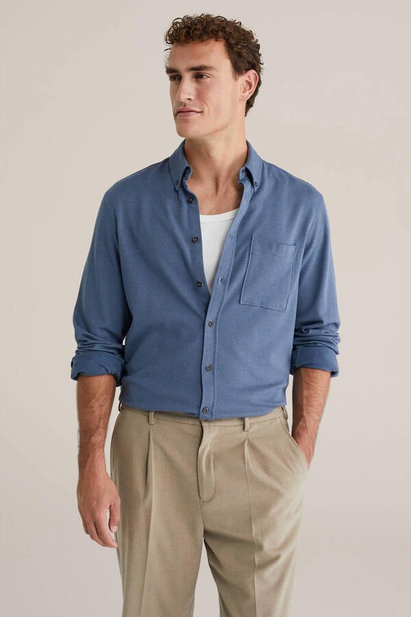 WE Fashion regular casual overhemd blauw