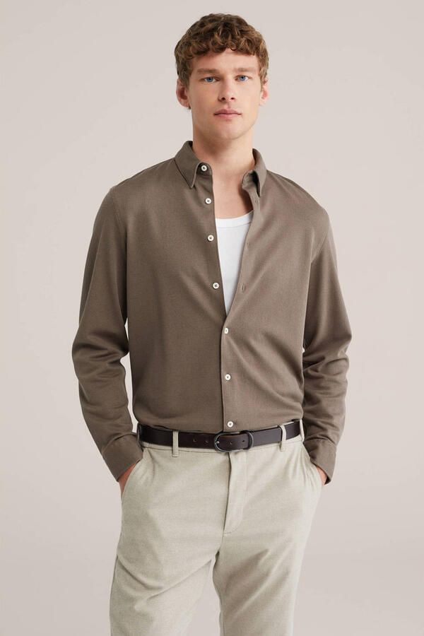 WE Fashion regular casual overhemd bruin