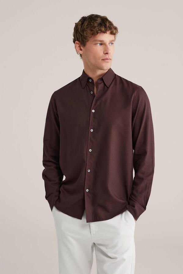 WE Fashion regular casual overhemd donkerbruin
