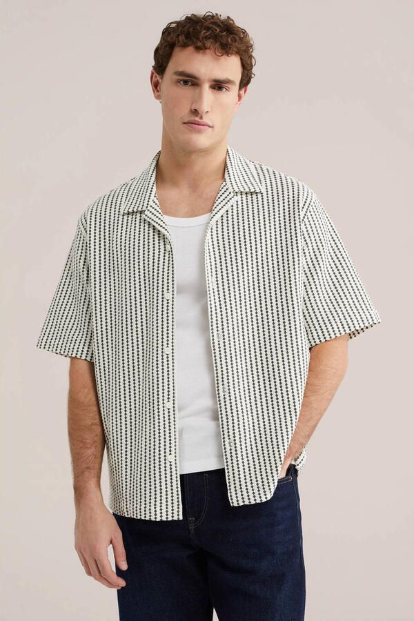 WE Fashion regular casual overhemd gebreid groen