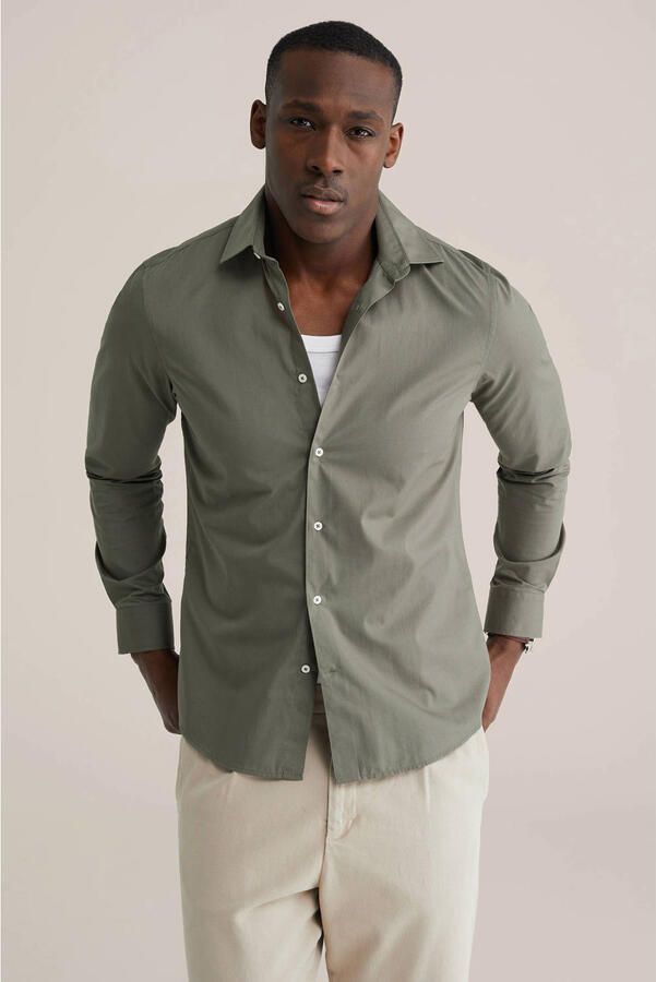 WE Fashion Regular zakelijk overhemd Smokey olive