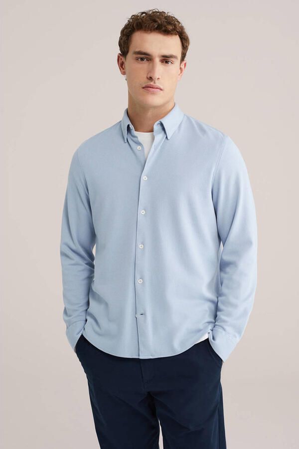 WE Fashion regular casual overhemd lichtblauw
