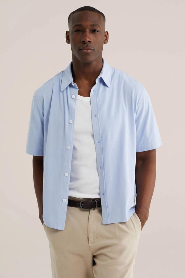 WE Fashion regular casual overhemd lichtblauw