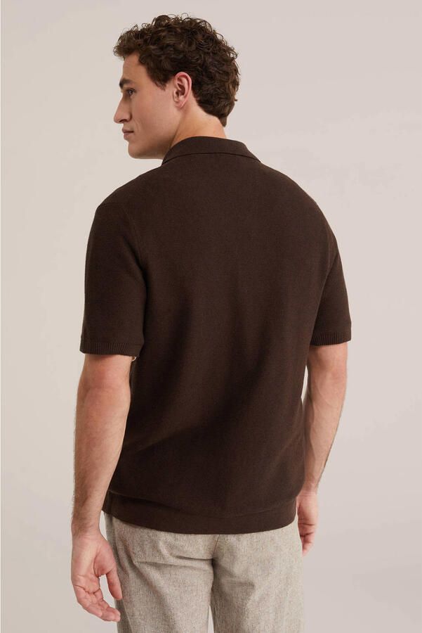 WE Fashion regular casual overhemd met linnen donkerbruin - Foto 2