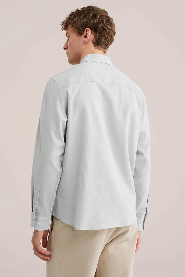 WE Fashion regular casual overhemd met linnen groen - Foto 3