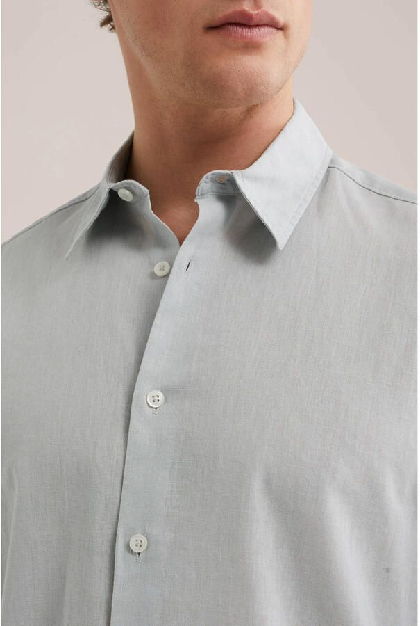 WE Fashion regular casual overhemd met linnen groen - Foto 2