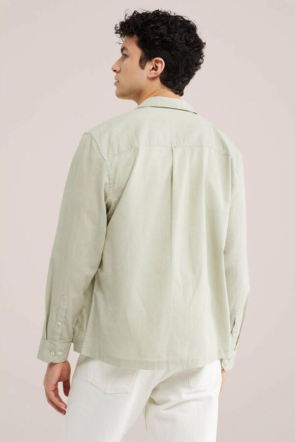 WE Fashion regular casual overhemd met linnen lichtgroen - Foto 3