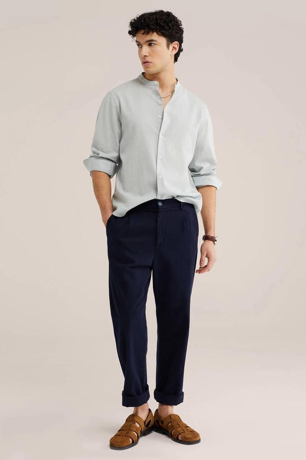 WE Fashion regular casual overhemd met linnen mintgroen - Foto 2