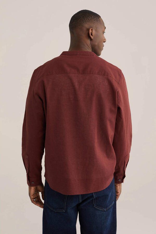 WE Fashion regular casual overhemd met linnen rood - Foto 2