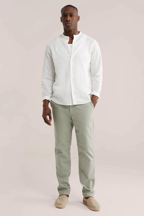 WE Fashion regular casual overhemd met linnen wit - Foto 2