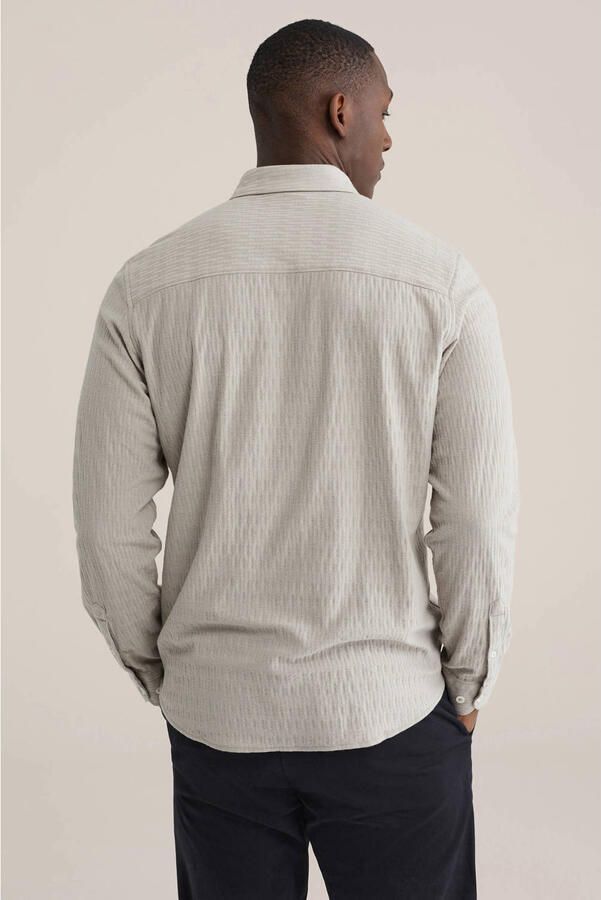 WE Fashion regular casual overhemd met textuur grijs - Foto 3