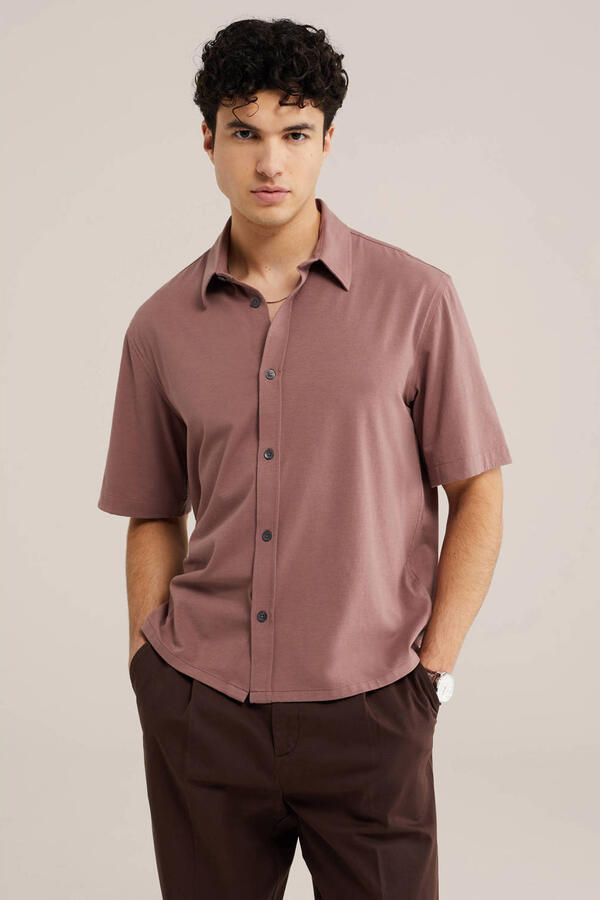 WE Fashion regular casual overhemd oudroze